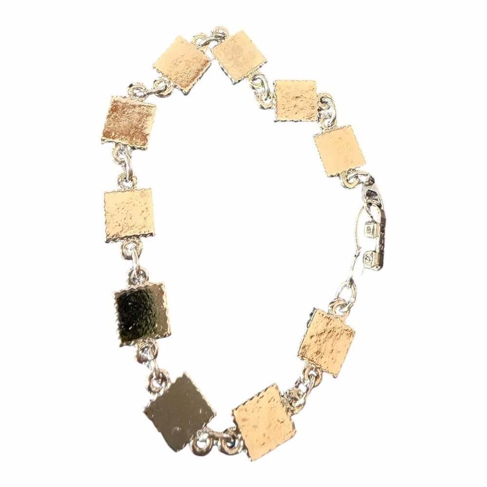 Multicolor Abalone Shell Square Link Bracelet - W… - image 3